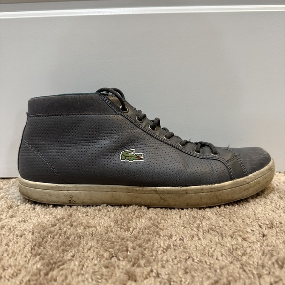Lacoste Straightset SP Chukka Shoes Mens Size 9.5 Gray Leather High Top Sneakers - Picture 1 of 8